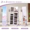 Purple Freestanding Jewelry Armoire with Full Length Mirror and LED Lights 360° Swivel Base